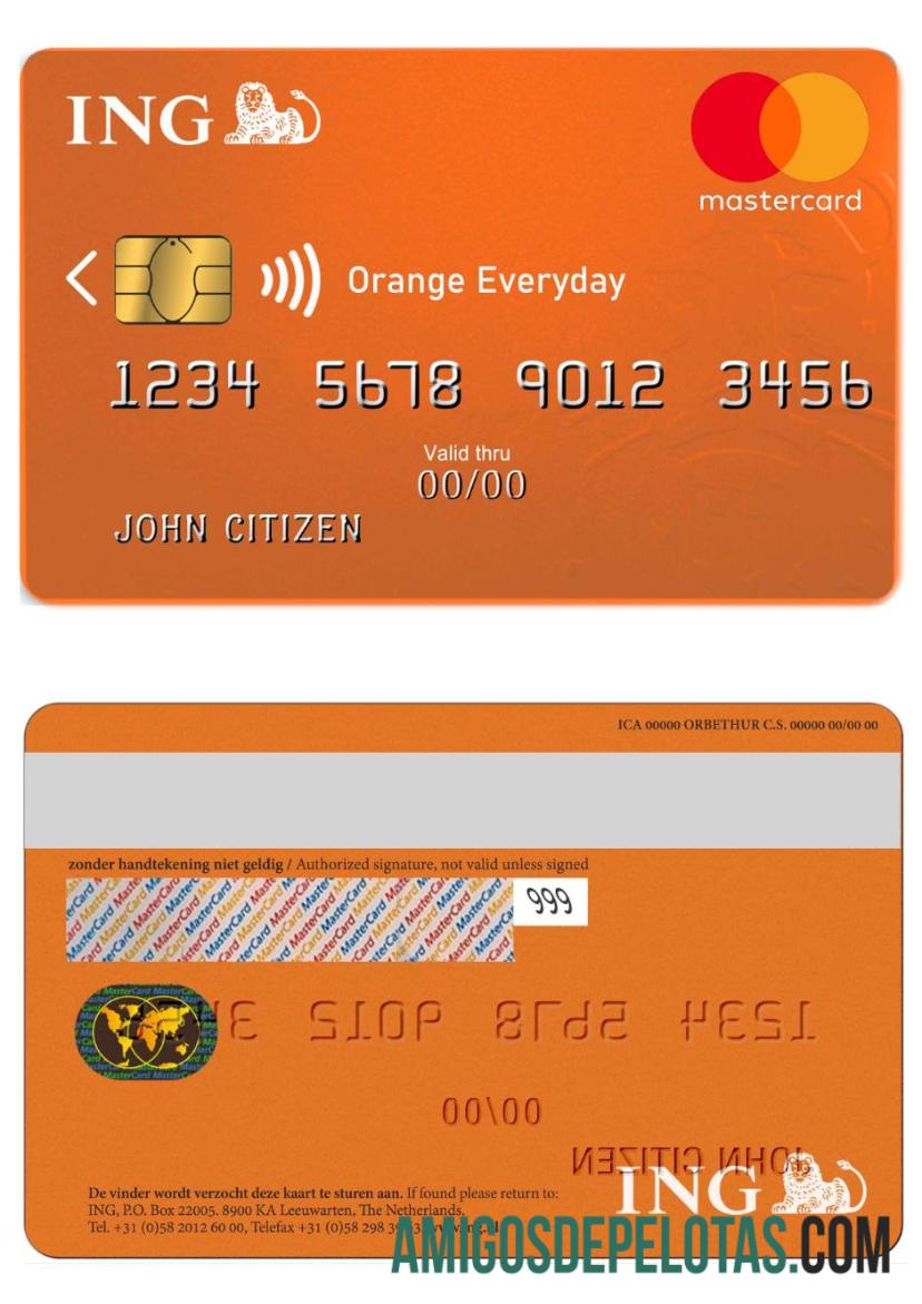 Netherlands ING Orange MasterCard download for verification